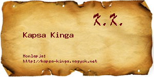 Kapsa Kinga névjegykártya